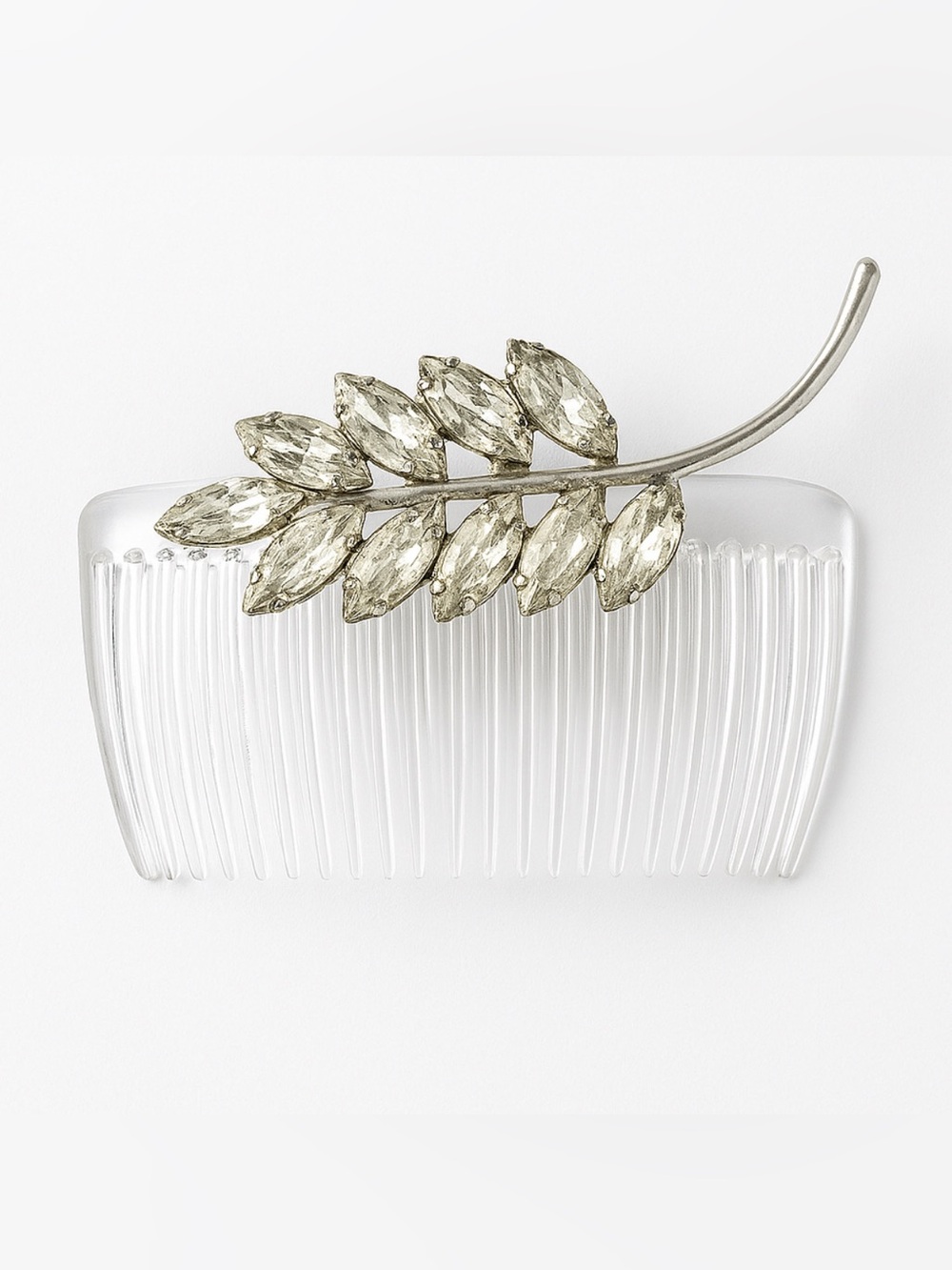 Bridal Rhinestone Hair Comb Vintage Crystal Leaf Wedding Hair Piece Silver Boho